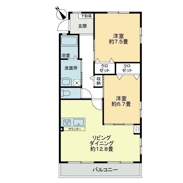 フォブール司II(2LDK/2階)の間取り写真