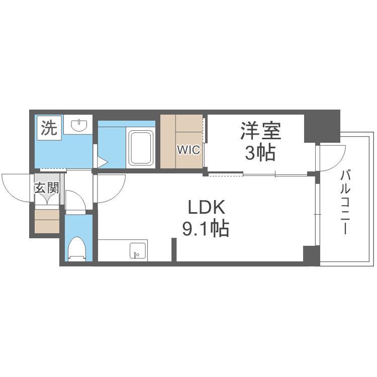 GENOVIA大阪大正(1LDK/4階)の間取り写真