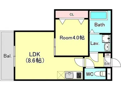 ジーメゾン春日部花積(1LDK/2階)の間取り写真