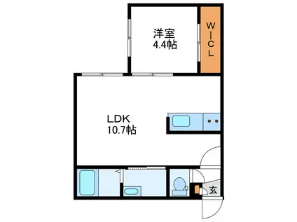 HOPE植物園 ホープショクブツエン(1LDK/1階)の間取り写真