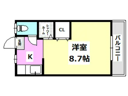プレザント総持寺(1K/4階)の間取り写真