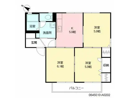 メゾン・メルヴェーユA(3DK/2階)の間取り写真