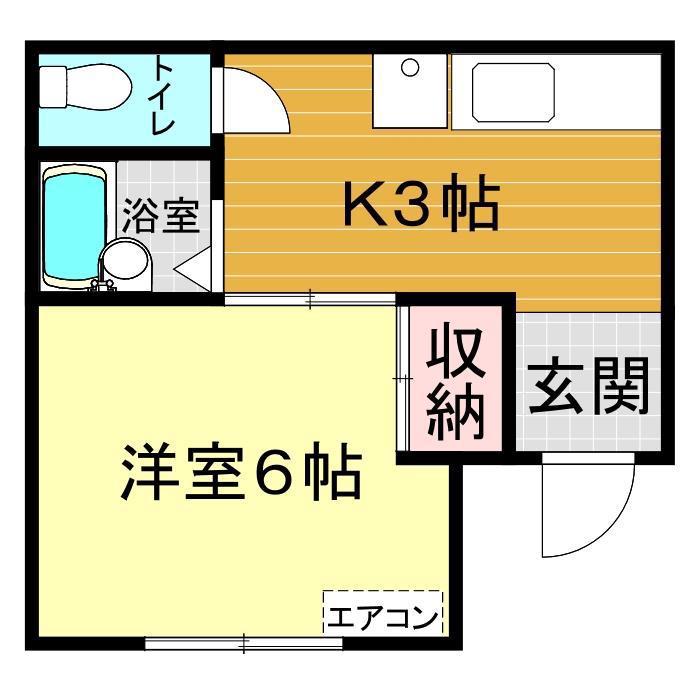 カーサ早田(1K/2階)の間取り写真
