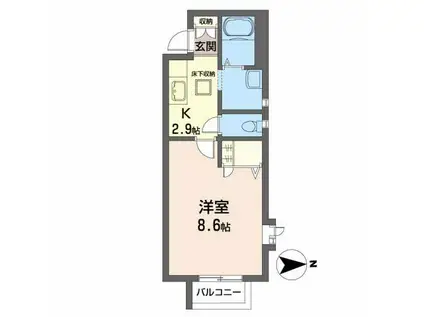 フラッツ八幡(1K/1階)の間取り写真