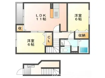 リトルバード(2LDK/2階)の間取り写真