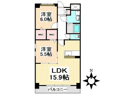 クレアーレ(2LDK/6階)の間取り写真