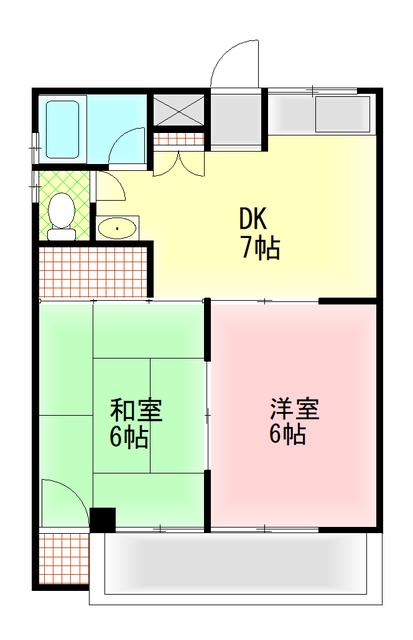 マンション桂C(2DK/2階)の間取り写真