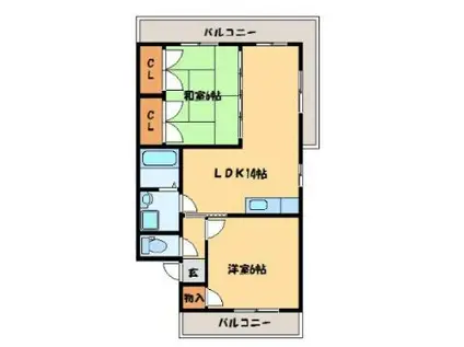 オークヒルズ707II棟(2LDK/1階)の間取り写真