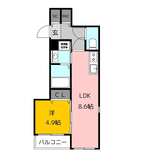 メゾンドわさび(1LDK/2階)の間取り写真