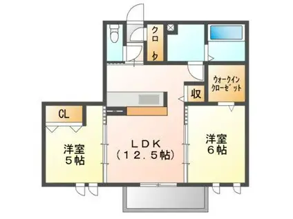 フィロスII(2LDK/2階)の間取り写真