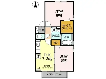 ドライ・ベーレン Y棟(2DK/2階)の間取り写真