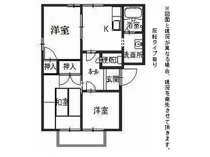 サニーハウス森(3K/2階)の間取り写真