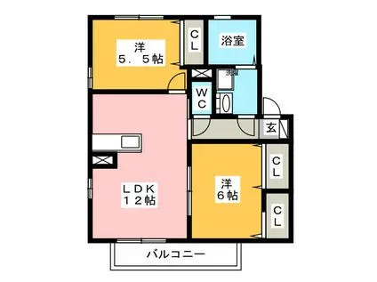 リヴェール(2LDK/1階)の間取り写真