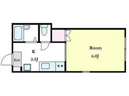 サンライズ弦巻(1K/2階)の間取り写真