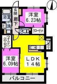 カーサ コスタ(2LDK/1階)の間取り写真