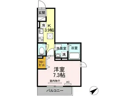 ラプンツェル(1K/1階)の間取り写真