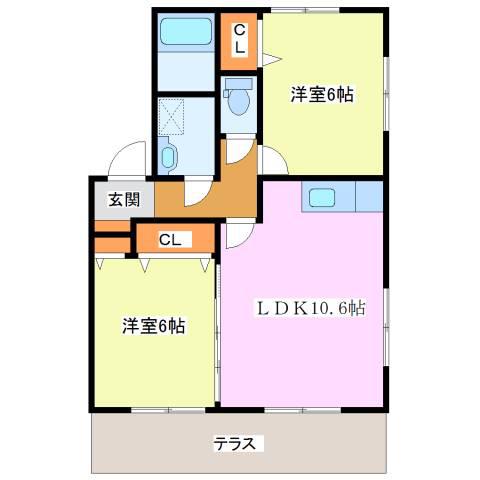 サンスクエア大崎(2LDK/1階)の間取り写真
