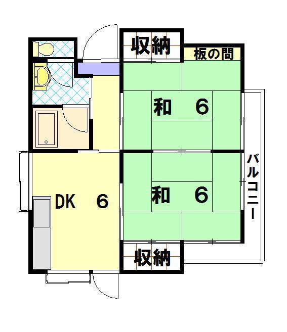 ハイツ辻(2DK/1階)の間取り写真