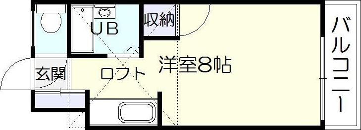 スパロー吉野(ワンルーム/2階)の間取り写真