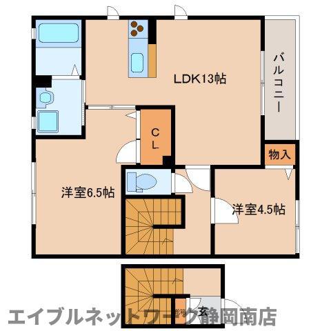 グレースガーデン登呂A(2LDK/2階)の間取り写真