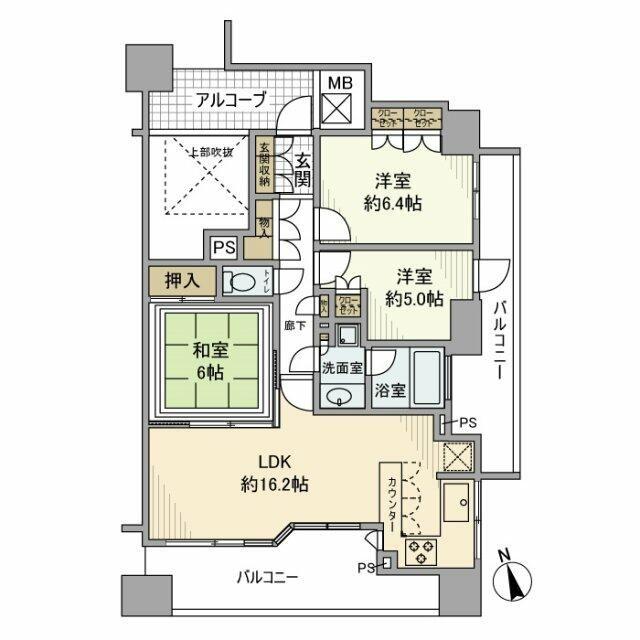 ライオンズステージ立川ラフィナタワー(3LDK/5階)の間取り写真