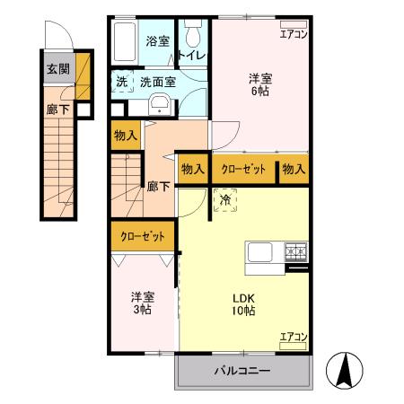 マグノリア(2LDK/2階)の間取り写真