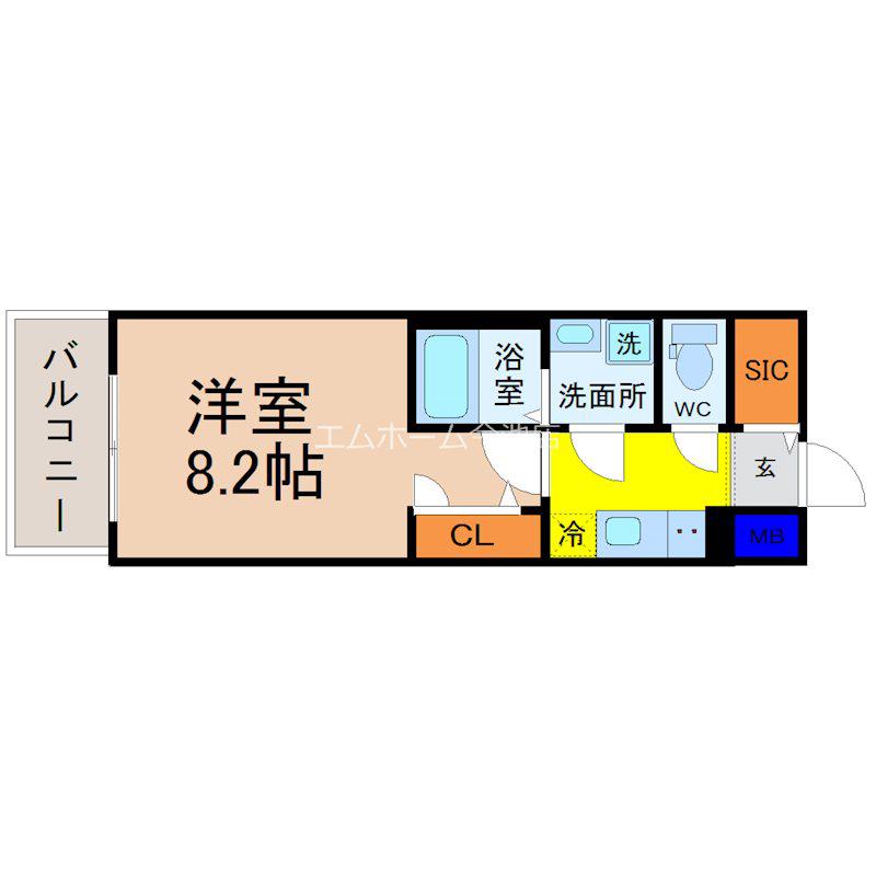 エスリード大曽根プレシャス(1K/2階)の間取り写真