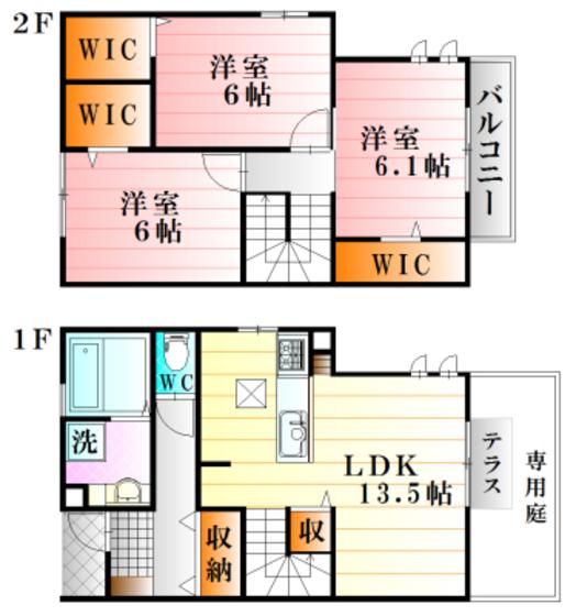 ラ・セゾン(3LDK/1階)の間取り写真