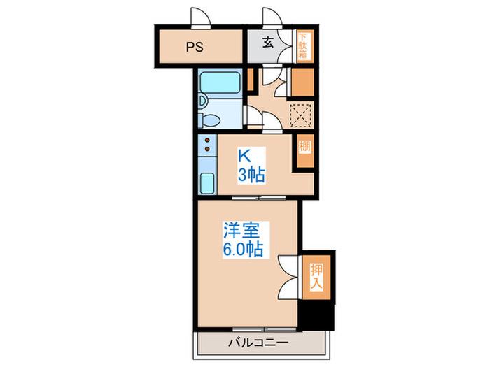 ライオンズマンション第2大通(1K/3階)の間取り写真