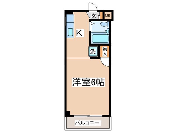スカイハイツ多摩(1K/3階)の間取り写真