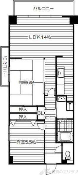 デイグラン千里(2LDK/2階)の間取り写真