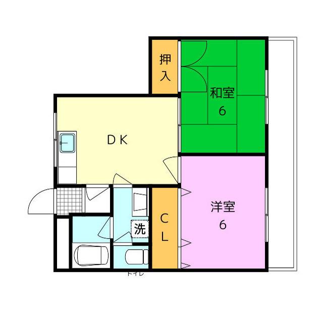 アクティ金田(2LDK/4階)の間取り写真