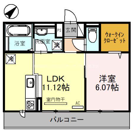 フラン小柿(1LDK/1階)の間取り写真