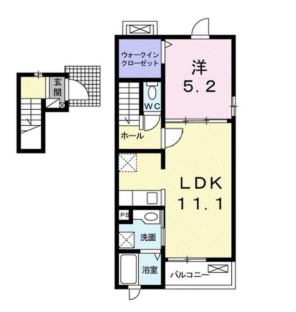 アイランドヒルズアミファイナル(1LDK/2階)の間取り写真
