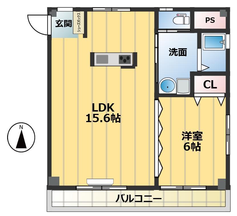 第二小木ビル(1LDK/5階)の間取り写真