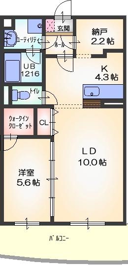 ロゼックII南大高(1SLDK/3階)の間取り写真