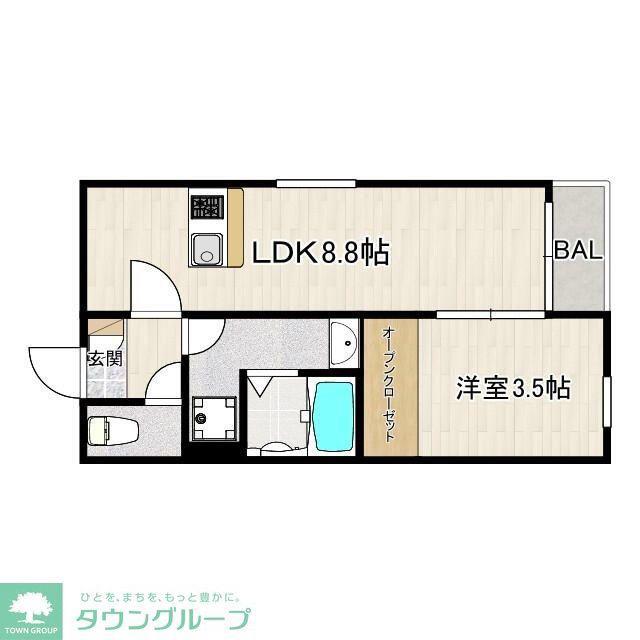 LE CALME(1LDK/2階)の間取り写真