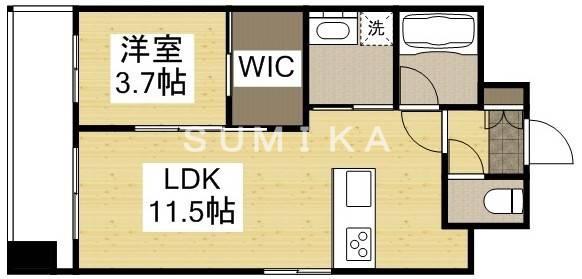 ルミエール岡山駅西口(1LDK/4階)の間取り写真