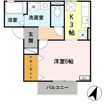サンフェルティ A棟(ワンルーム/1階)の間取り写真