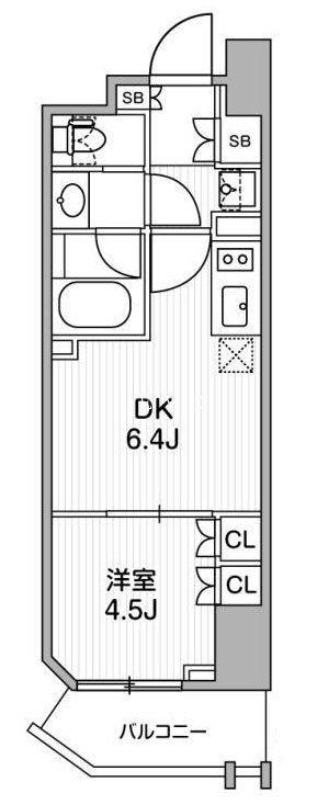 ディームス蔵前RESIDENCE(1DK/4階)の間取り写真