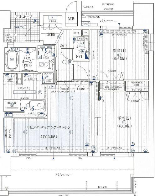 エステムプラザ心斎橋イースト IV ブランディア(2LDK/13階)の間取り写真
