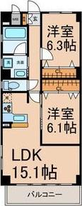 GLORIA(2LDK/2階)の間取り写真