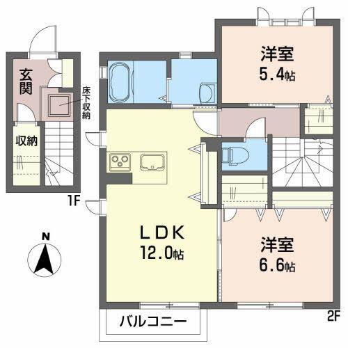 デュークス(2LDK/2階)の間取り写真