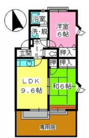 ティアラ新飼(2LDK/1階)の間取り写真