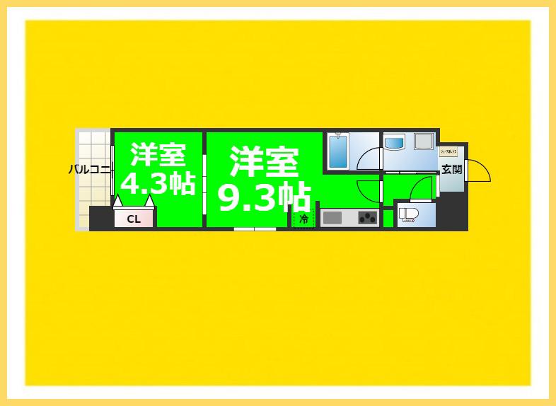 ルーエ桜川(1LDK/6階)の間取り写真