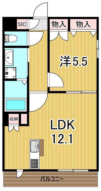 OASIS F1(1LDK/3階)の間取り写真
