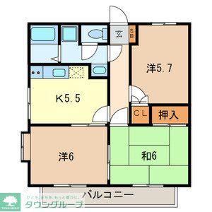 グランデュール新田(3K/2階)の間取り写真