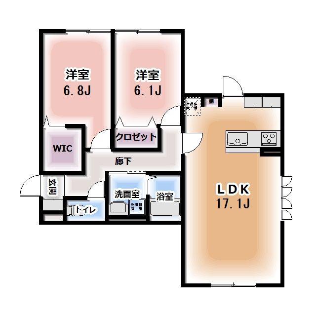 HEIMMAISON中田本町A(2LDK/3階)の間取り写真