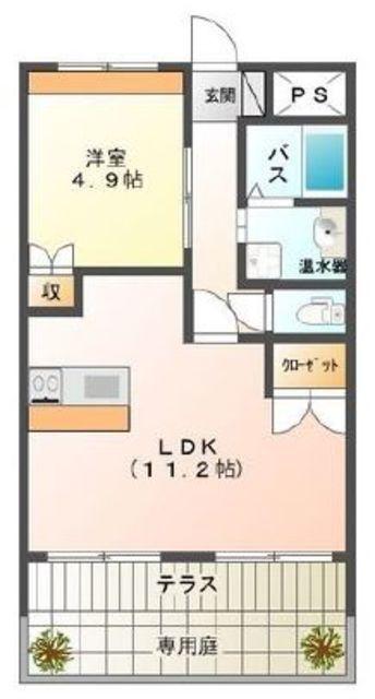 レフィナードN・K(1LDK/1階)の間取り写真
