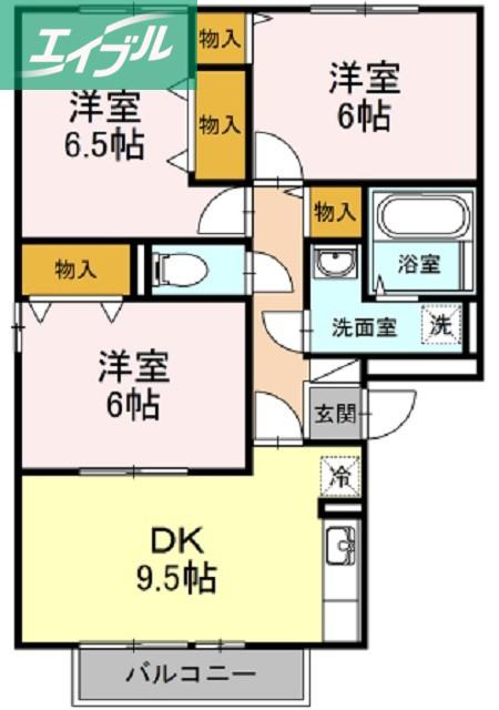 セジュール今C棟(3DK/3階)の間取り写真